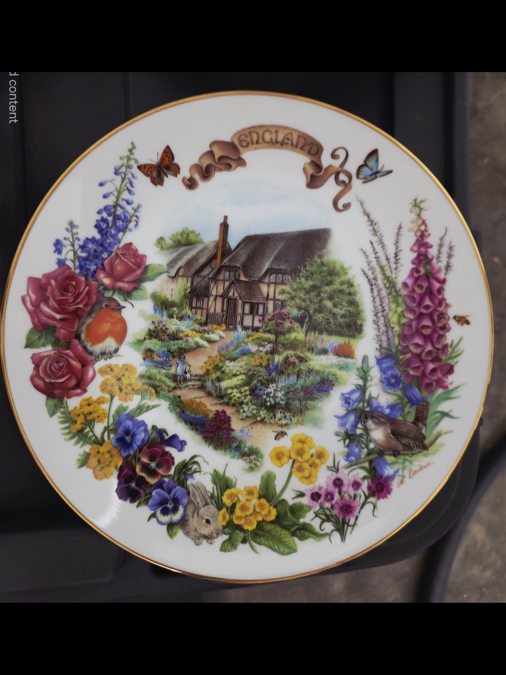 VTG Reco Gardens of Beauty Comp 8 Plate Set Dot Barlowe Cottagecore Fine China